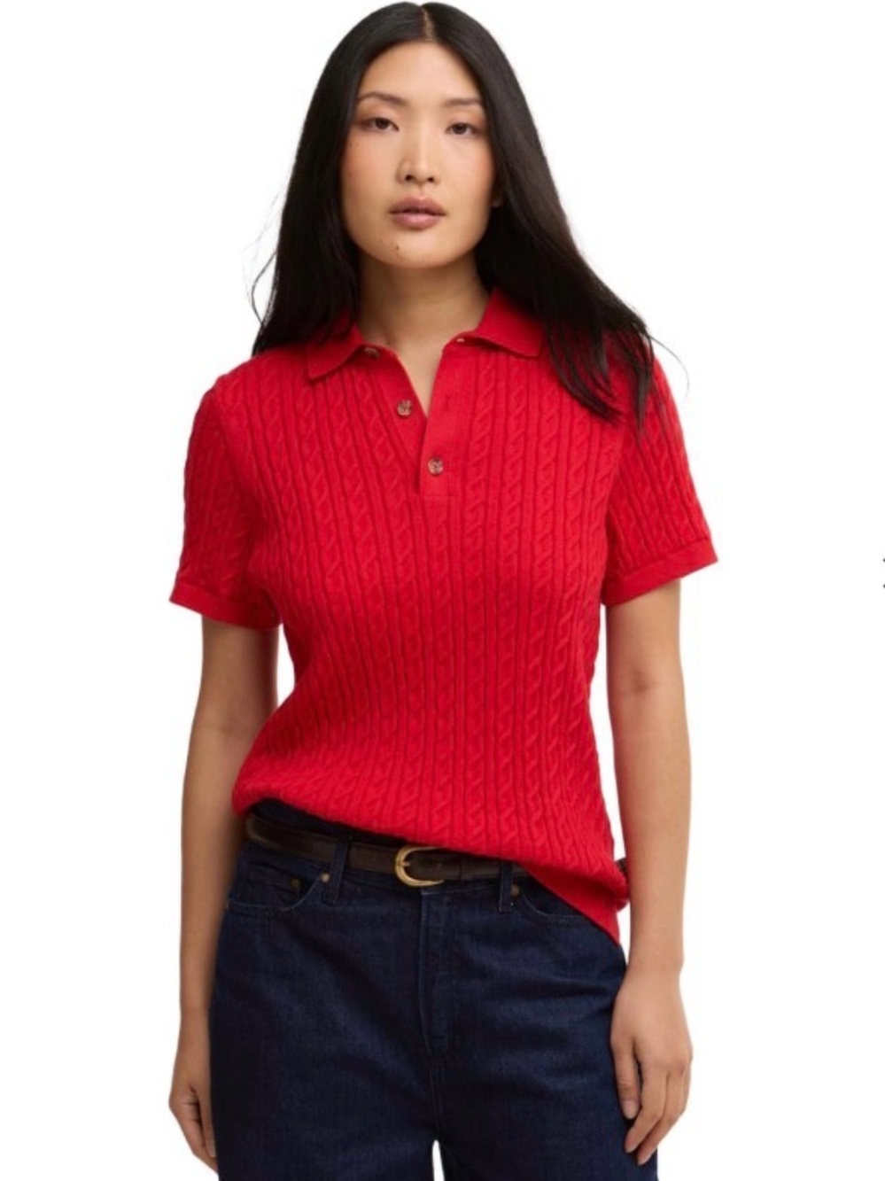 NWT BARBOUR WOMEN'S HARTLAND KNITTED POLO JUMPER POPPY RED